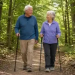 Senors walking with cane and walking sticks