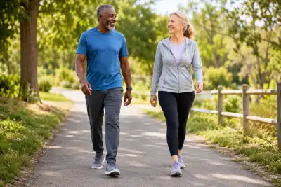 Seniors walking with supportive shoes